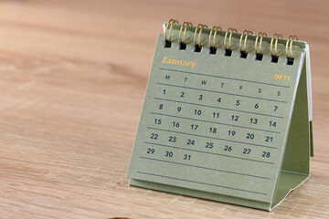 Happy new year 2024. Close up calendar JANUARY 2024.