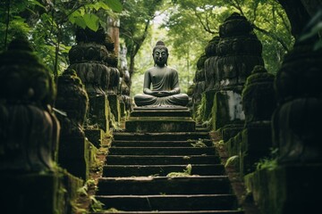 Buddha statue, sitting meditation. AI generative - obrazy, fototapety, plakaty