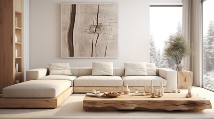 design modern simple log style living room