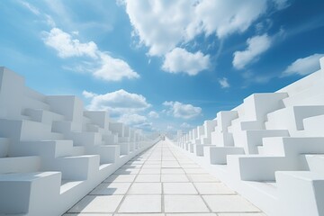 Fototapeta premium Stairway to Heaven. Stairs in the sky and clouds. AI generative