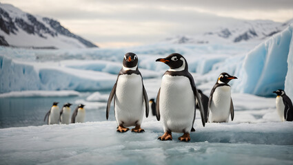 Obraz premium penguins in polar regions