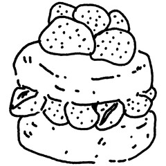 Sweets, cakes, and candies to celebrate festivals on special days, depicted in a doodle-style design with a transparent background.