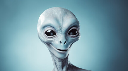 Image of an alien. Humanoid from an other planet portrait on studio background.