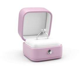 Jewel Ring with Diamond in box package isolated on white