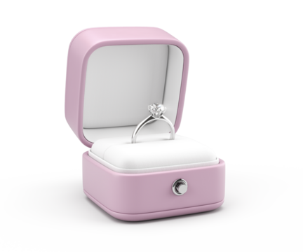 Jewel Ring with Diamond in box package isolated on white - Powered by Adobe