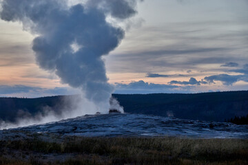 Sunrise in Yellowstone lake in September 