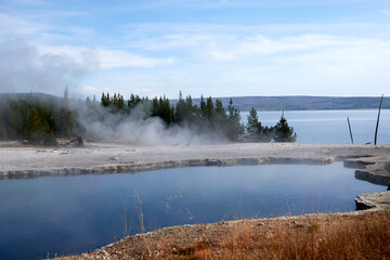Fototapeta na wymiar Boiling water in Yellowstone national park