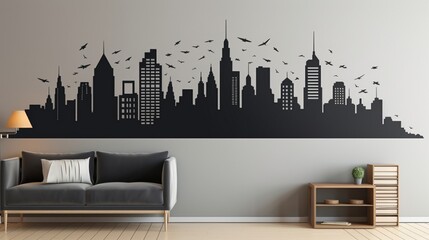cityscape wall decal for an immersive superhero room