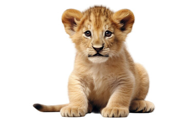 Charming Baby Lion Cub Rendering on isolated background