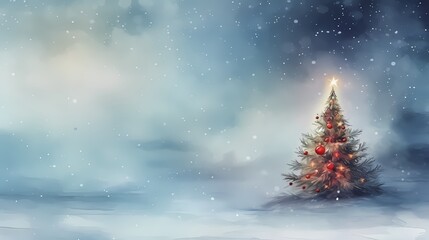 Fototapeta na wymiar Christmas tree with red balls and snowflakes