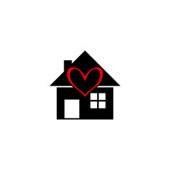 House and heart icon isolated on transparent background