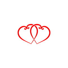 Two hearts logo icon isolated on transparent background