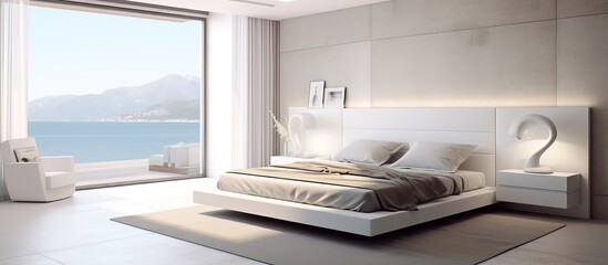 Fototapeta na wymiar Contemporary interior design for a white bedroom