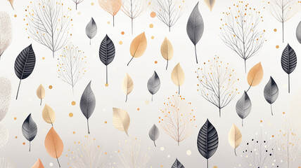 autumn leaves on a white background pattern soft pastel color