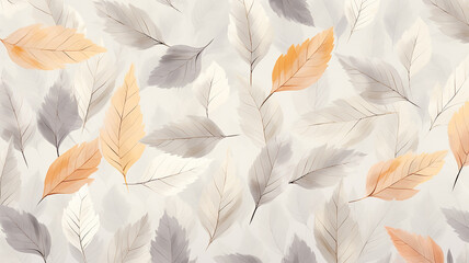 autumn leaves on a white background pattern soft pastel color