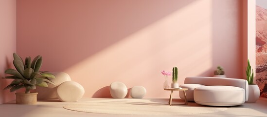 Contemporary style interior design illustration mock up of wall