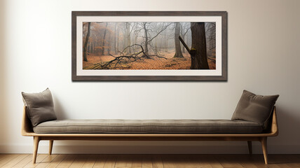 framed painting on the wall landscape autumn frame interior gallery