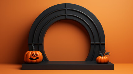 orange round arch autumn product presentation with an empty copy space