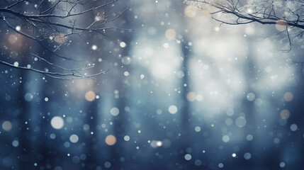 Blue winter Christmas background with snowflakes