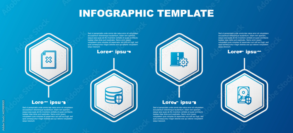 Poster set line delete file document, database protection, server setting and hard disk drive hdd. business