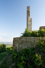 Ruins of Stary Jicin Castle. View across the castle moat. Czechia. 
