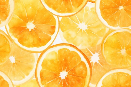 Orange watercolor seamless pattern for background. food abstract texture. Generative AI