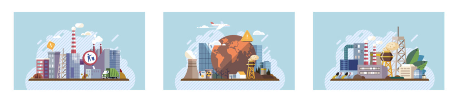 Industrial pollution. Dirty waste. Environmental pollution. Vector illustration. Dirty waste must not be allowed to enter our natural water sources The link between air, water, and soil pollution and