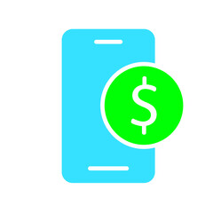 Smartphone with dollar icon line icon. Gadget, phone, applications, Internet, technology, communication. Vector color icon on a white background for business and advertising.