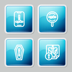 Set line No smoking, , Death from and Disease lungs icon. Vector