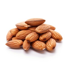 Almonds on a white background. 
