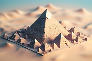 Pyramids of Giza 3d rendering isometric style - obrazy, fototapety, plakaty
