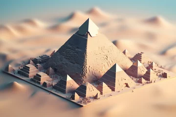 Foto op Canvas Pyramids of Giza 3d rendering isometric style © arnanda