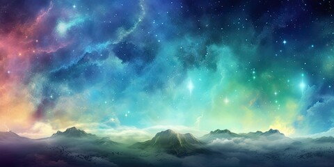 Obraz premium Colorful space above planet
