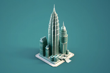 Obraz premium Petronas Towers 3d rendering isometric style