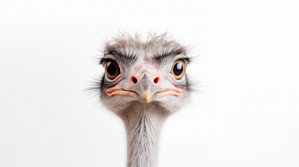 Portrait of ostrich bird head and neck  (Struthio camelus), is a species of large flightless bird...