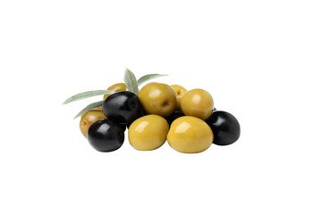 PNG,green and black olives, isolated on white background