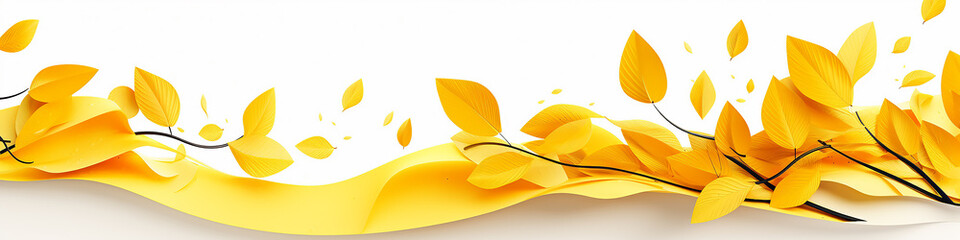 Fototapeta premium yellow leaves on a white background 3d drawing.