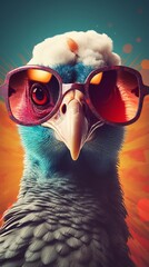 Thanksgiving turkey with sunglasses on trendy background