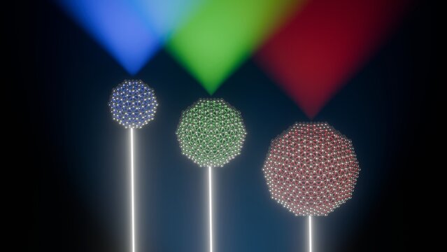 Quantum Dot Color Emission Depends on Size 3D Rendering