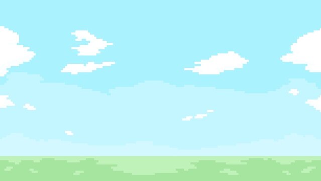 ピクセルアートな空レトロ壁紙☆PNG