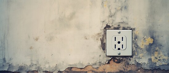 Cracked vintage wall with an old electric socket