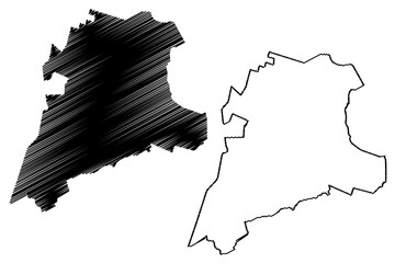Oirschot municipality (Kingdom of the Netherlands, Holland, North Brabant or Noord-Brabant province) map vector illustration, scribble sketch map
