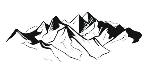 Fototapeta premium Silhouette mountain range isolated on white background, vector design 