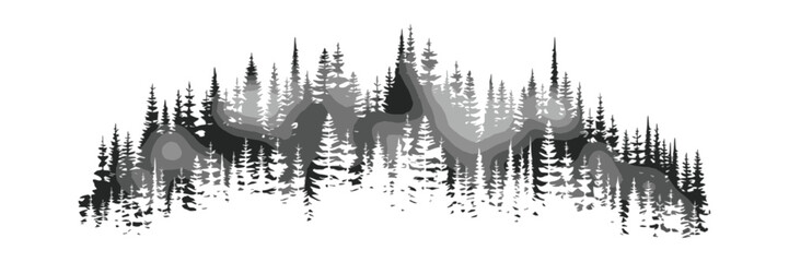 Sketch of a forest, isolated on a white background, vector design