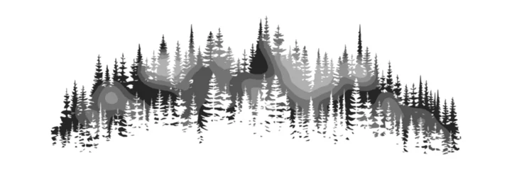 Fotobehang Sketch of a forest, isolated on a white background, vector design © Valerii