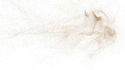 3D rendering of scattered sand granules or fine dirt on transparent background