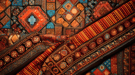 Oriental carpets and upholstered chest at the flea market.