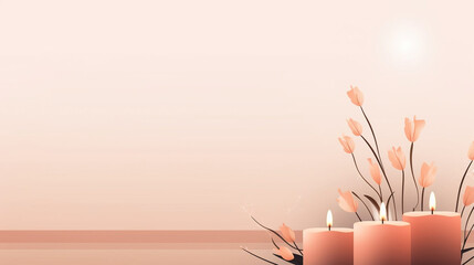 all saints' day background, sober, candles, soft tones, background for all Saints’ Day or All Souls' Day. Background with copy space. Candles and background with very soft colors. Simple design.