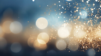 Fototapeta na wymiar Blue and gold bokeh, spark for Christmas and Happy New Year for background