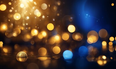 Blue and gold Abstract background and bokeh on New Year's Eve. AI generativ, Generative AI